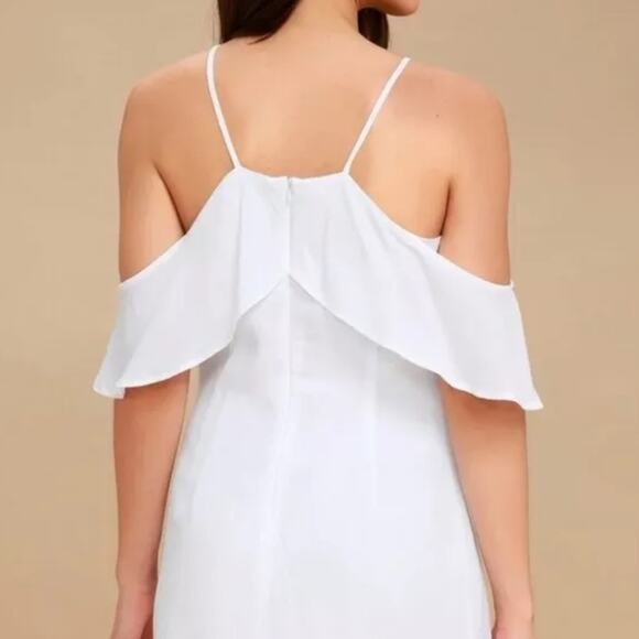 BB Dakota Dress Kaless Cold Shoulder White Sheath - Picture 6 of 9